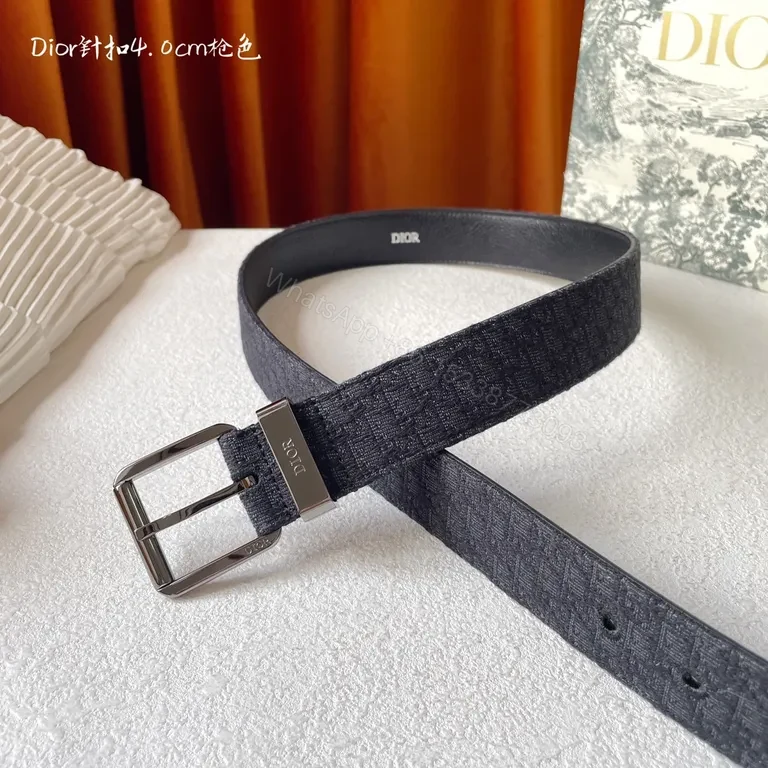 Charcoal/Dior-Brand Belt: Woven Texture, Premium Buckle, Luxury Casual — view 1