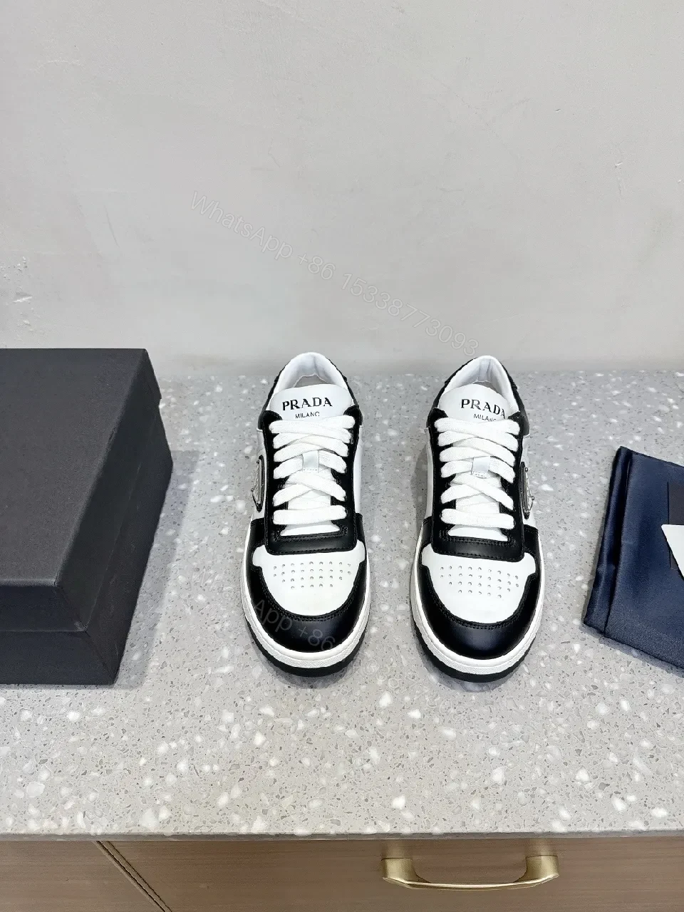 View 5 of Monochrome Leather Sneaker with Subtle Designer Detailing
