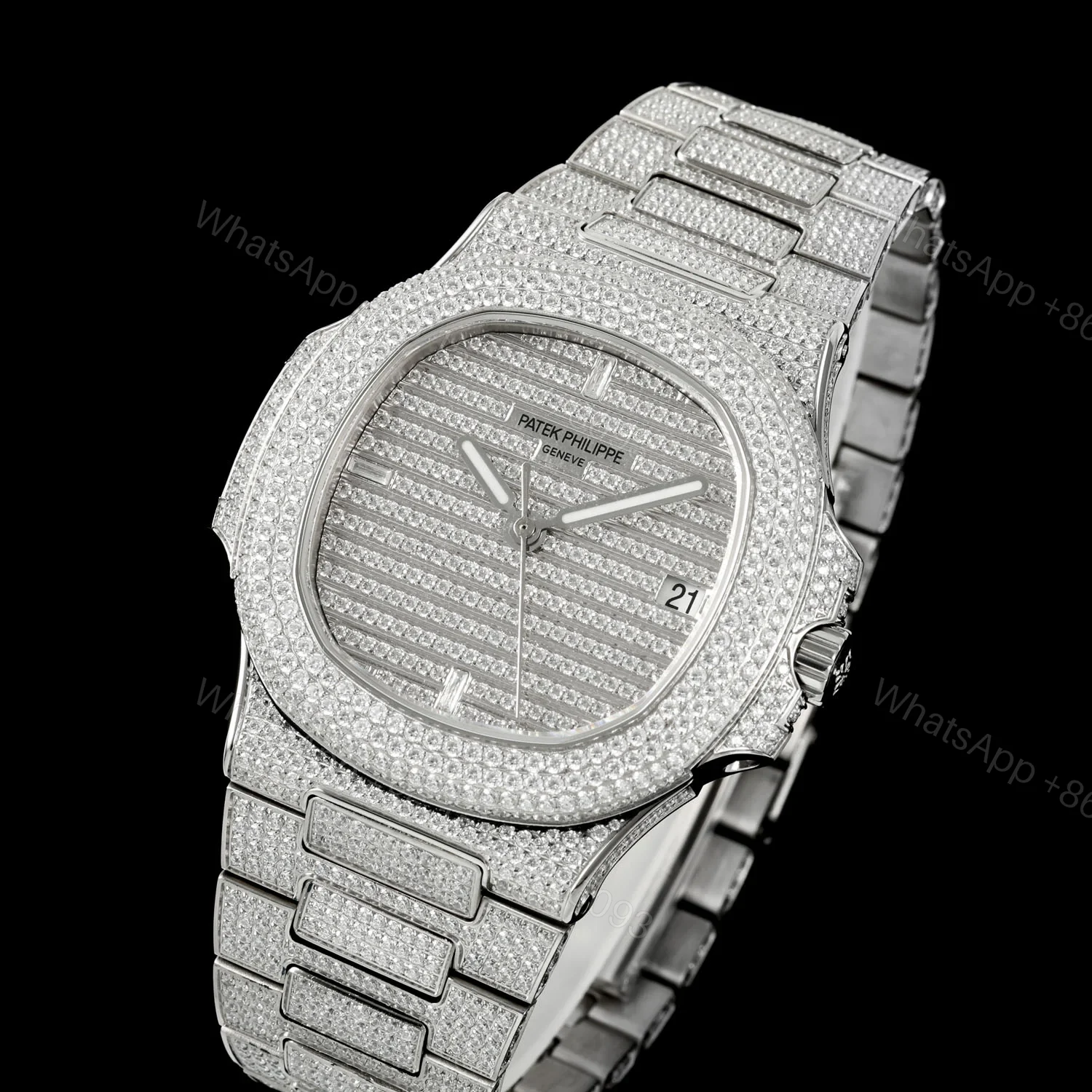 View 3 of Patek Philippe Nautilus 5711 BD1 Full Diamond Pavé Watch 40mm Luxury Edition AMG-PP-BD1-5711-2600-DIAMOND