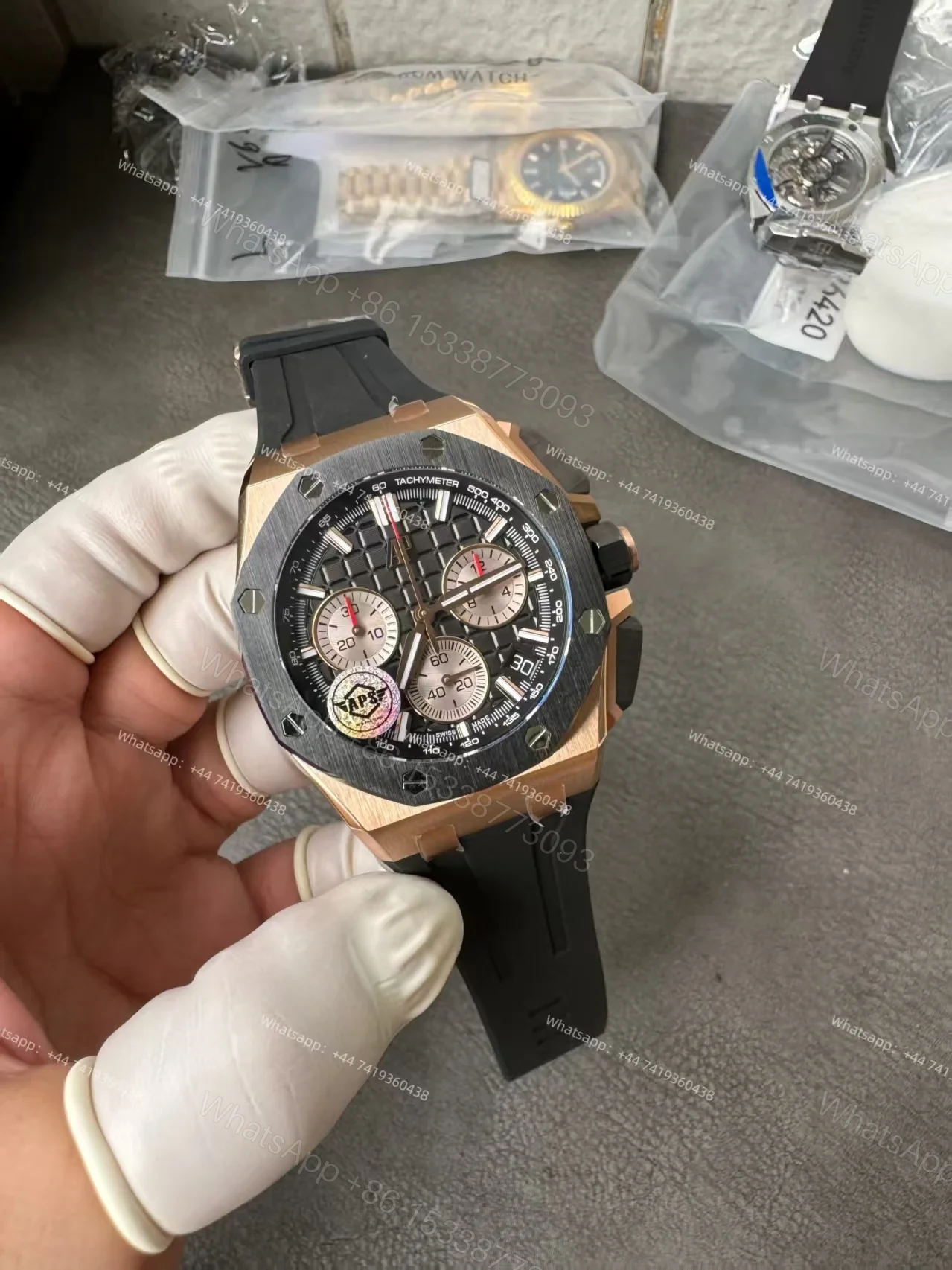 View 6 of Audemars Piguet Super Clone Royal Oak Offshore Rose Gold 26420 Black Dial Chronograph 43mm