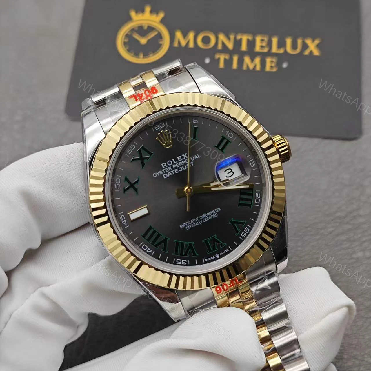 View 4 of Replica Rolex Datejust Rhodium Dial 126333 “Wimbledon” Fluted Jubilee 41mm Superclone