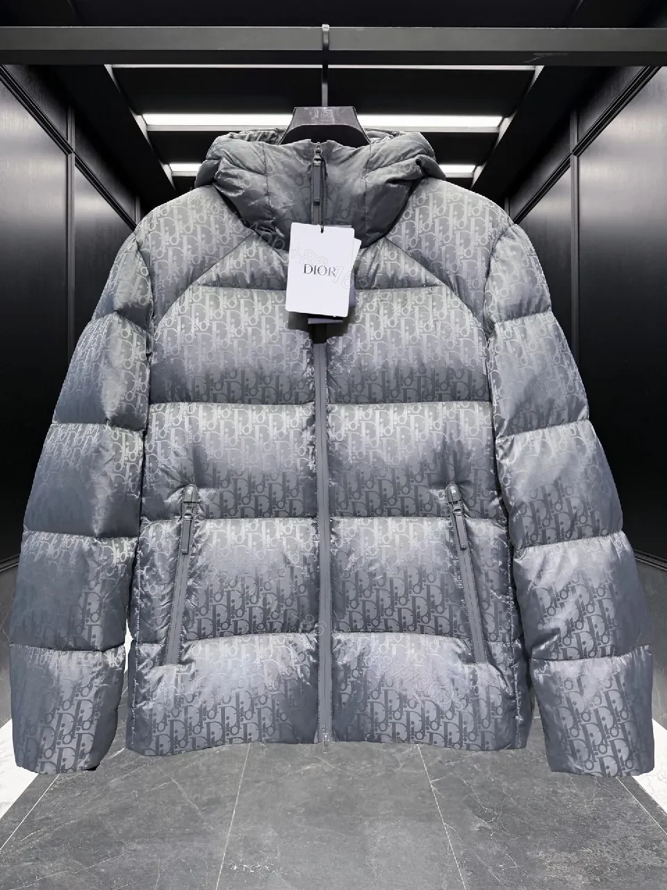 View 4 of Short-Patterned Down Jacket: Luxe Monogram, Warm & Water-Repellent