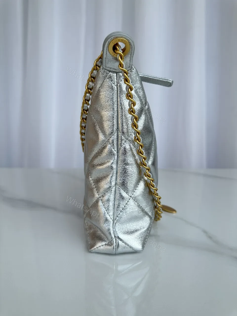 View 2 of Metallic Quilted Chain Bag: Modern Luxury Everyday Versatility