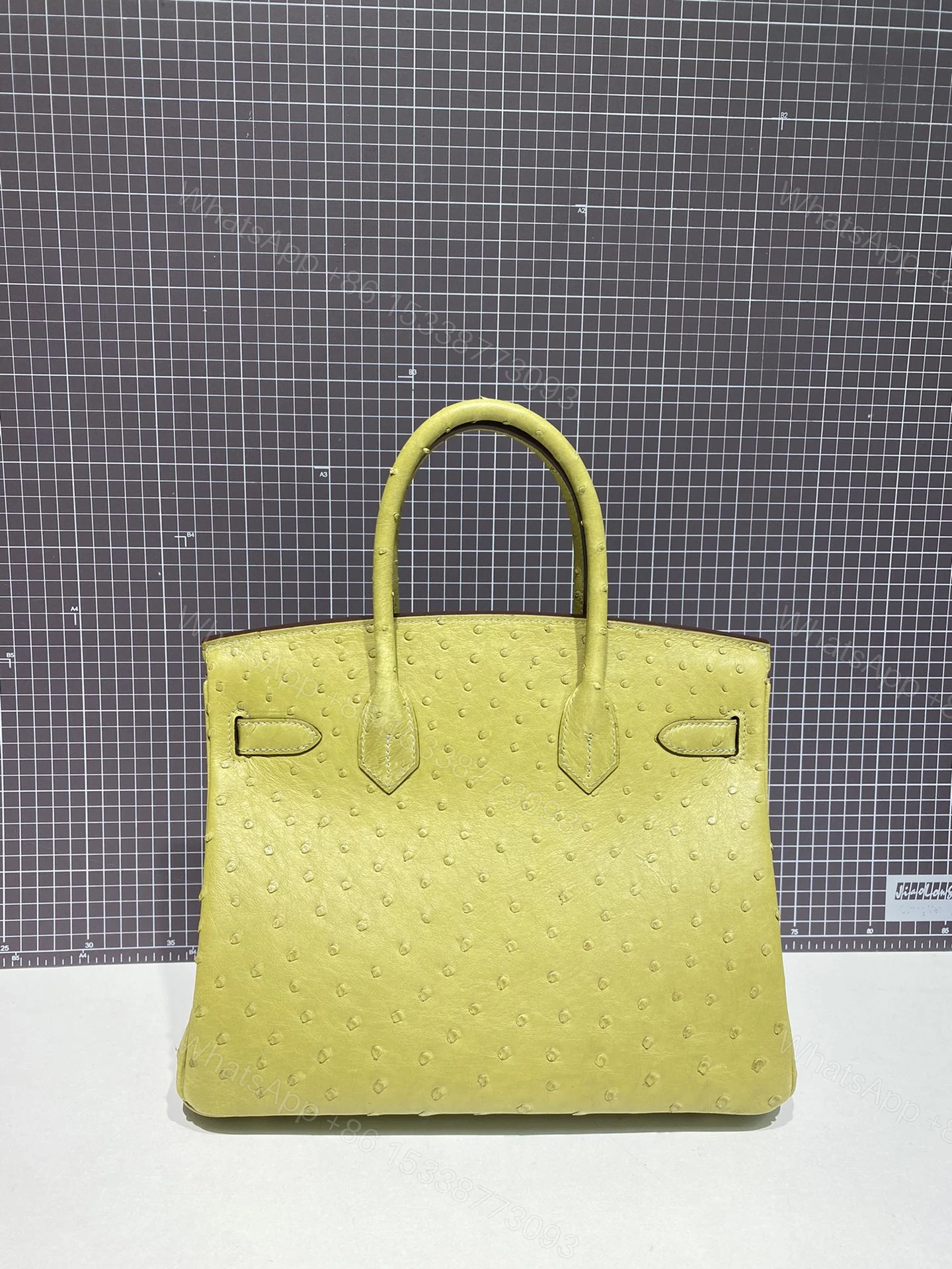 View 4 of HERMES BIRKIN 30CM LIME OSTRICH LEATHER GOLD HARDWARE