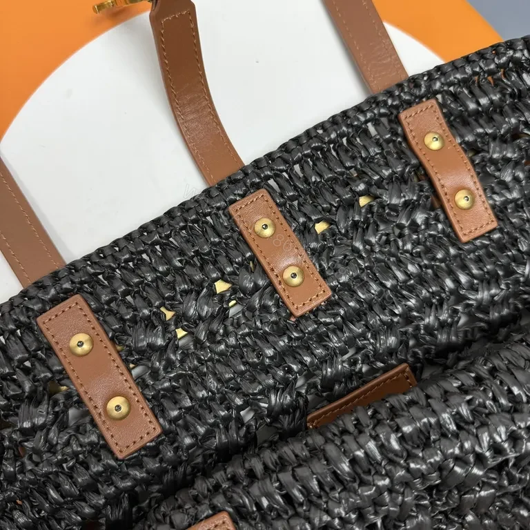 View 5 of Textured Crochet Tote: Luxury YSL-Inspired Hardware Bag