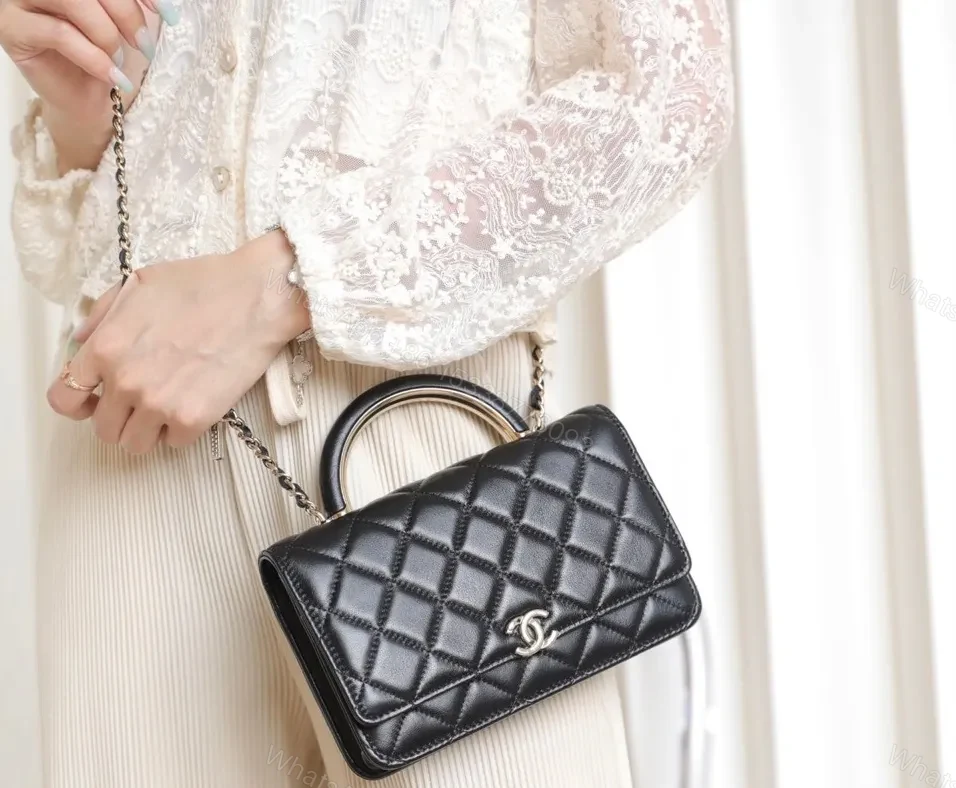 View 2 of Chanel Woc Handbags Lock Silver Mix Handle Leather 19x12cm