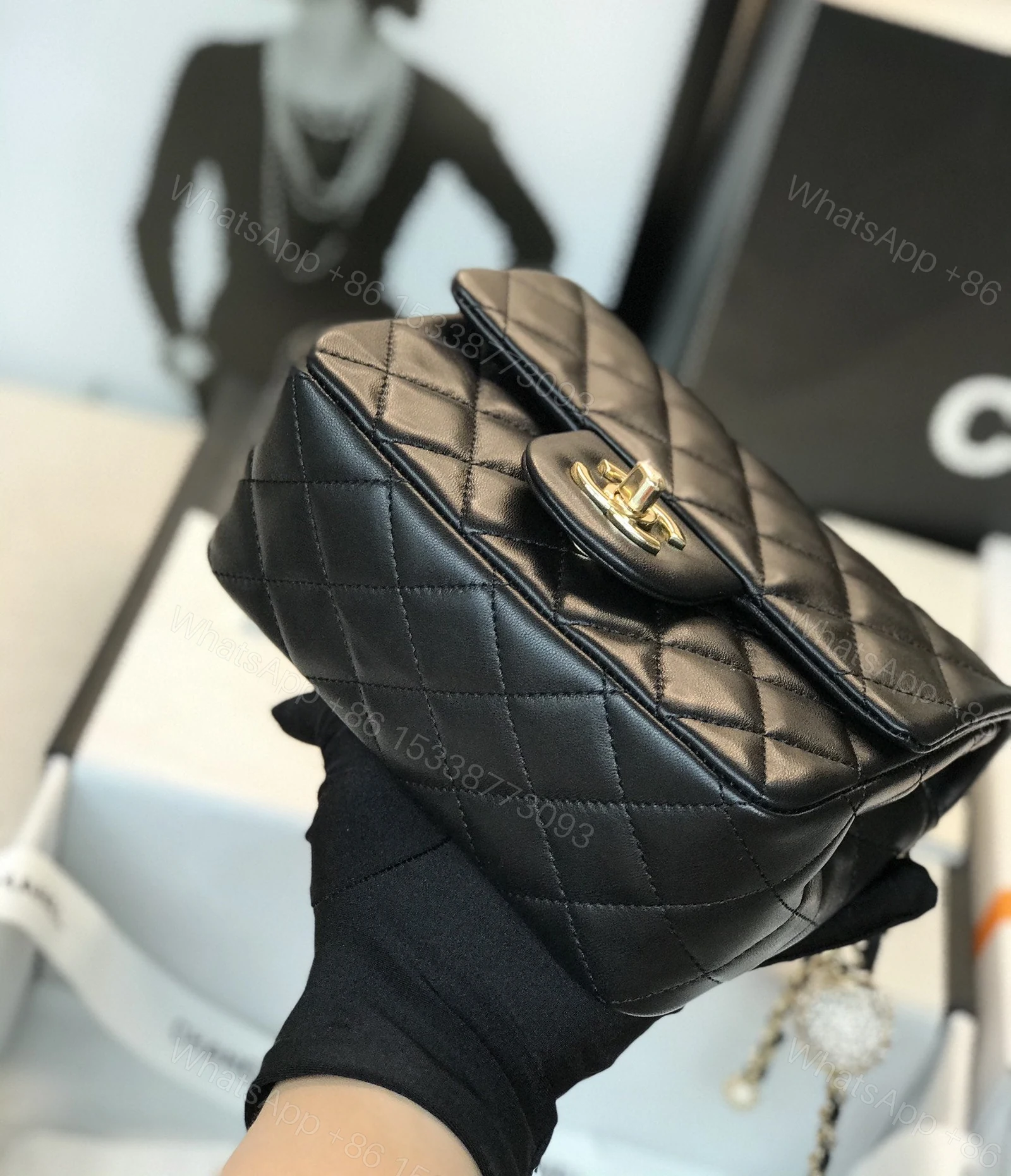 View 8 of Chanel Classic Mini Square Black
