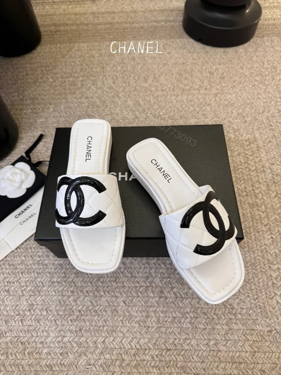 View 3 of White Quilted Slide — Luxe Minimalist, Cushioned Comfort