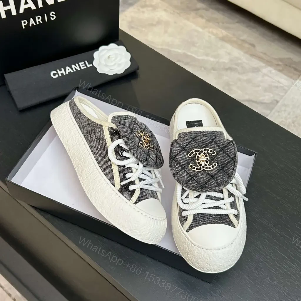 View 5 of Denim Slip-Ons: Luxe Crest Quilted Slip-On Sneakers