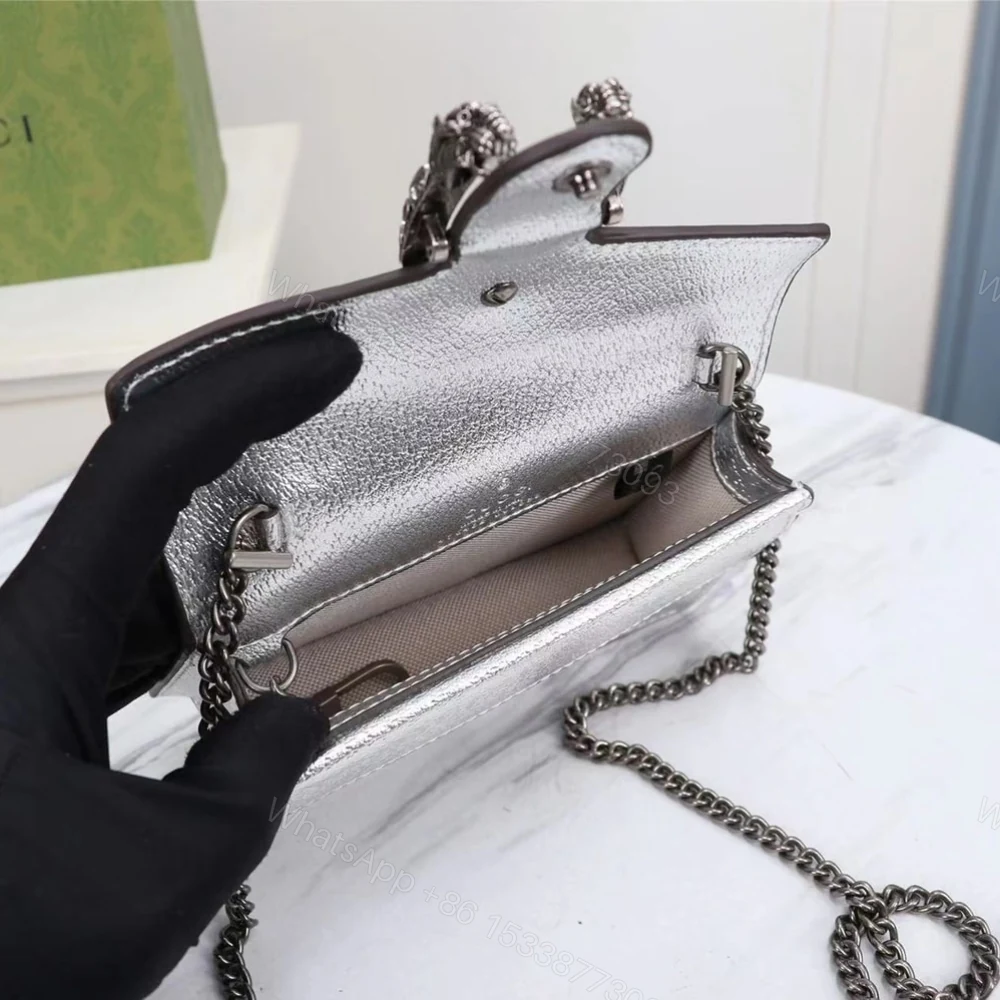 View 7 of Gucci Women Dionysus Super Mini Crossbody Bag Silver 16Cm 476432 1TRBN 8173