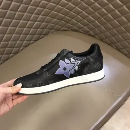 View 8 of LOUIS VUITTON RIVOLI SNAKERS IN BLACK CALF LEATHER AND MONOGRAM CANVAS – LSVT368