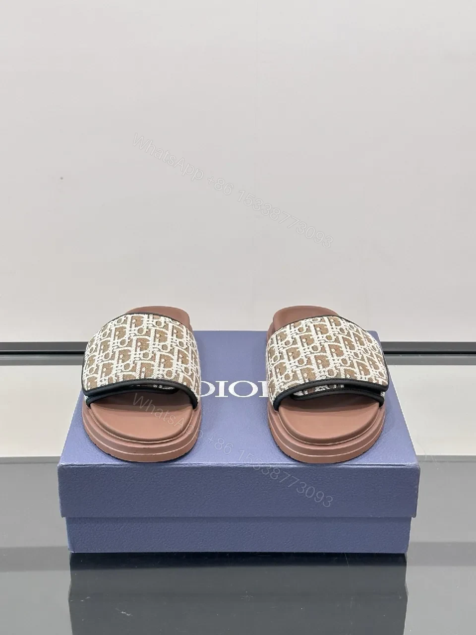View 9 of Patterned Luxury Slide | Monogram Strap | Cushioned Footbed | All-Day Comfort Slide