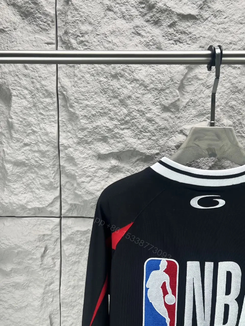 View 6 of Black White Red Oversized Athletic Jersey with BALENCIAGA 10 Front
