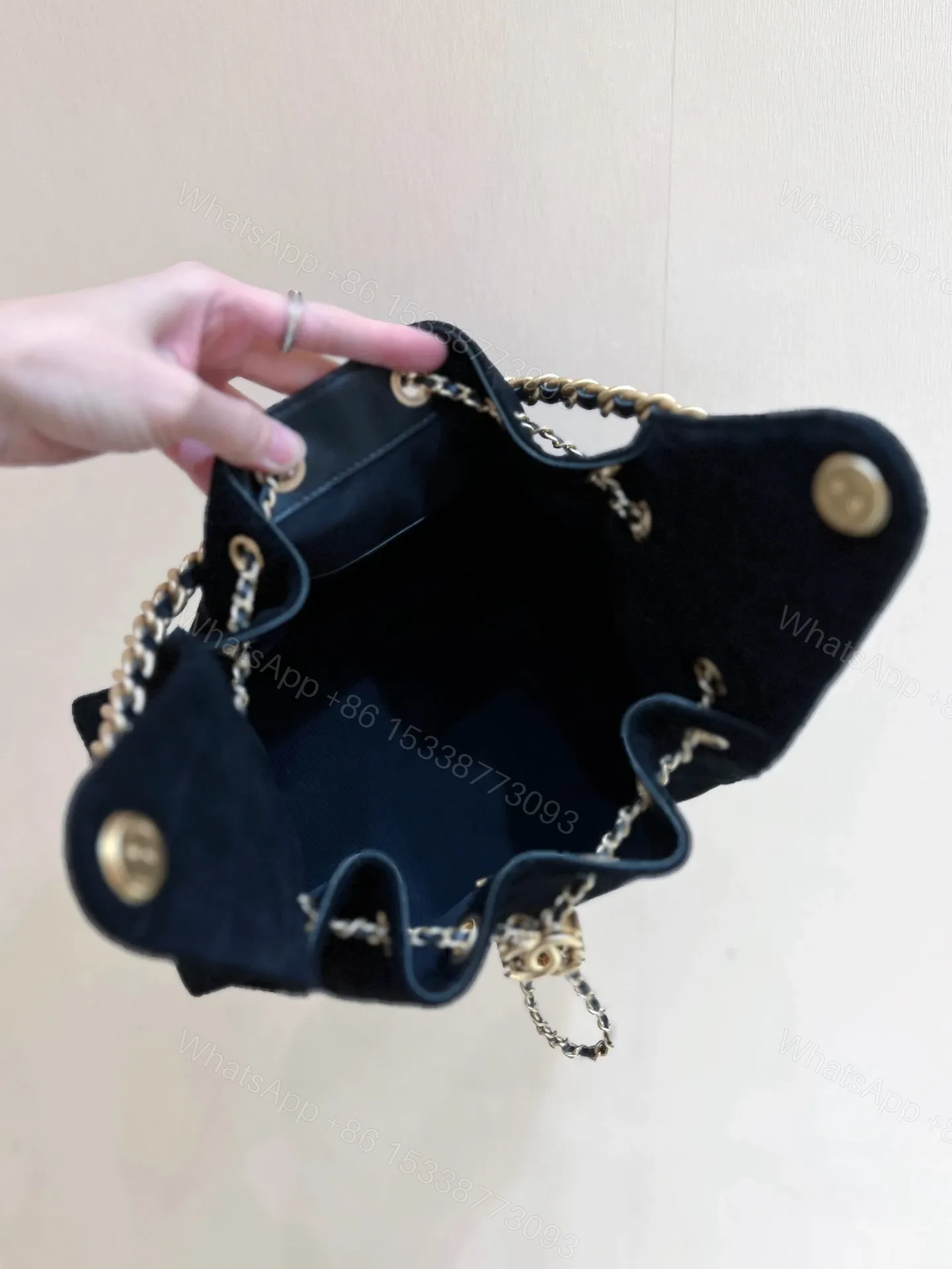 View 9 of CHANEL 25 HANDBAG 30 IN BLACK SUEDE GOLD HARDWARE