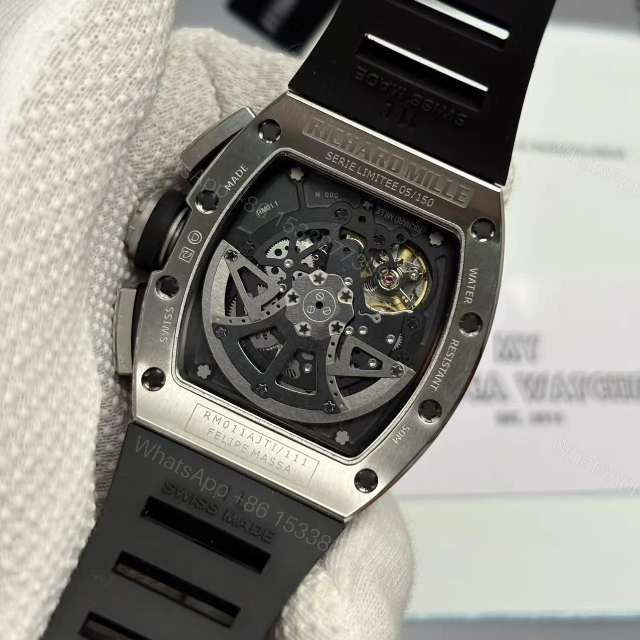 View 7 of Replica RM 011 Black Rubber Strap