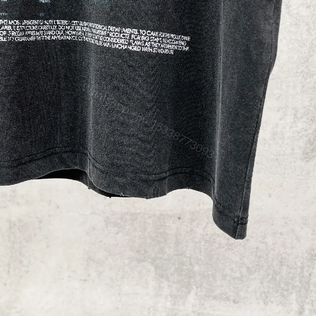 View 8 of Dark Charcoal/Black Oversized Graphic Tee with Yellow Balenciaga Logo