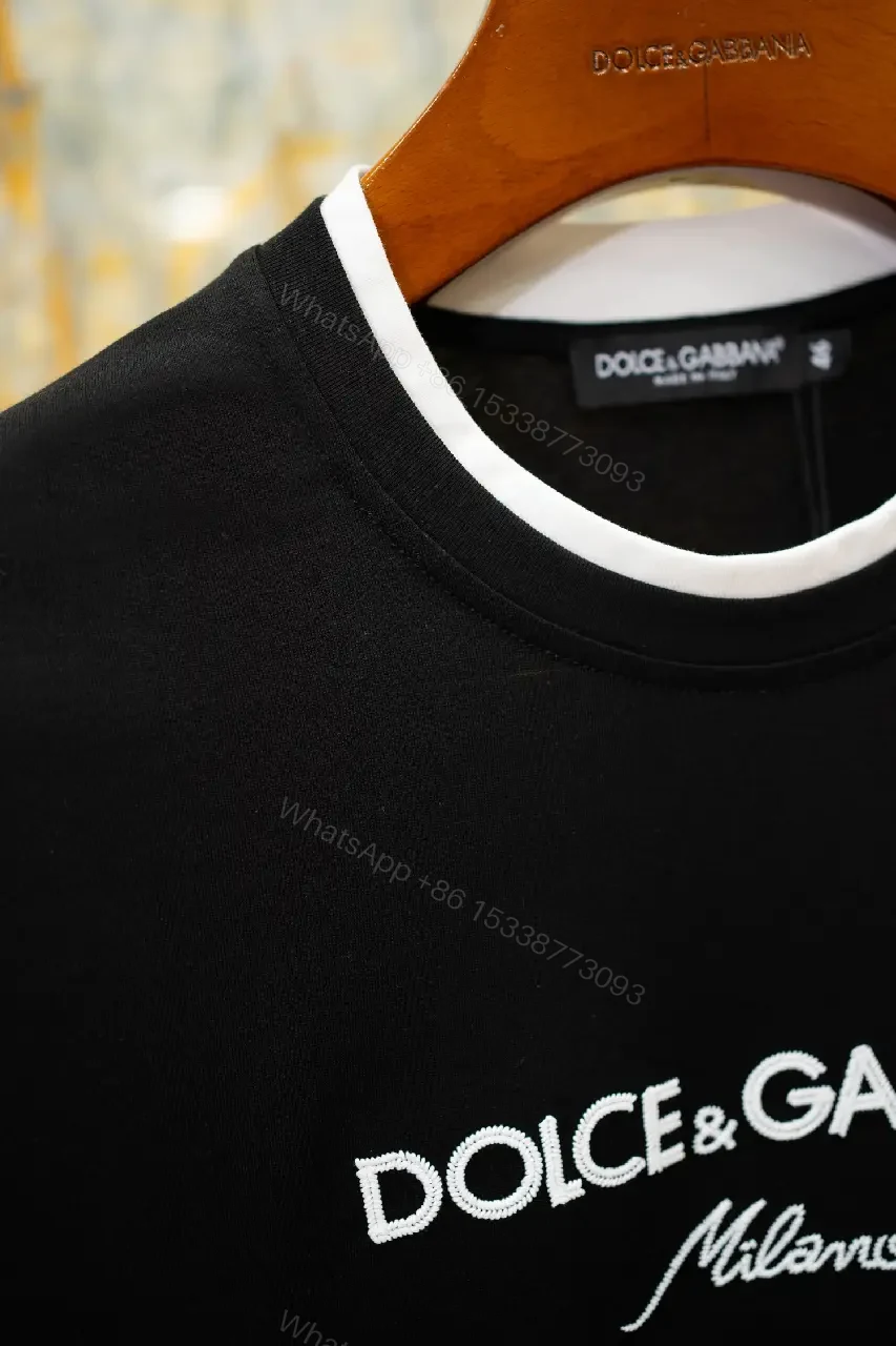View 3 of Black Cotton Jersey T‐Shirt Relaxed Fit Dolce & Gabbana Milano Logo Tee