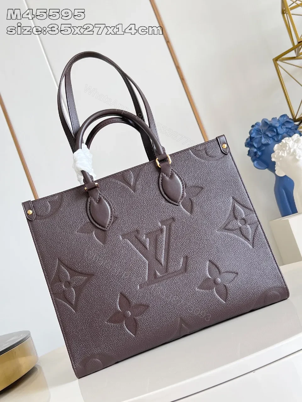 Structured Monogram Tote: Textured Leather, Gold Accents, Designer-Inspired Tote — view 1
