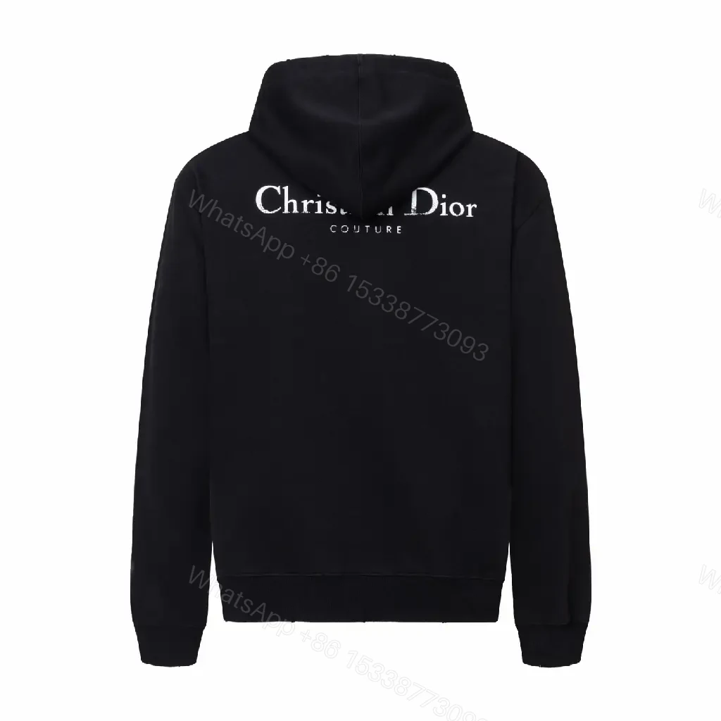 View 7 of Minimalist Black Hoodie – Subtle Dior Detail Luxury Streetwear
