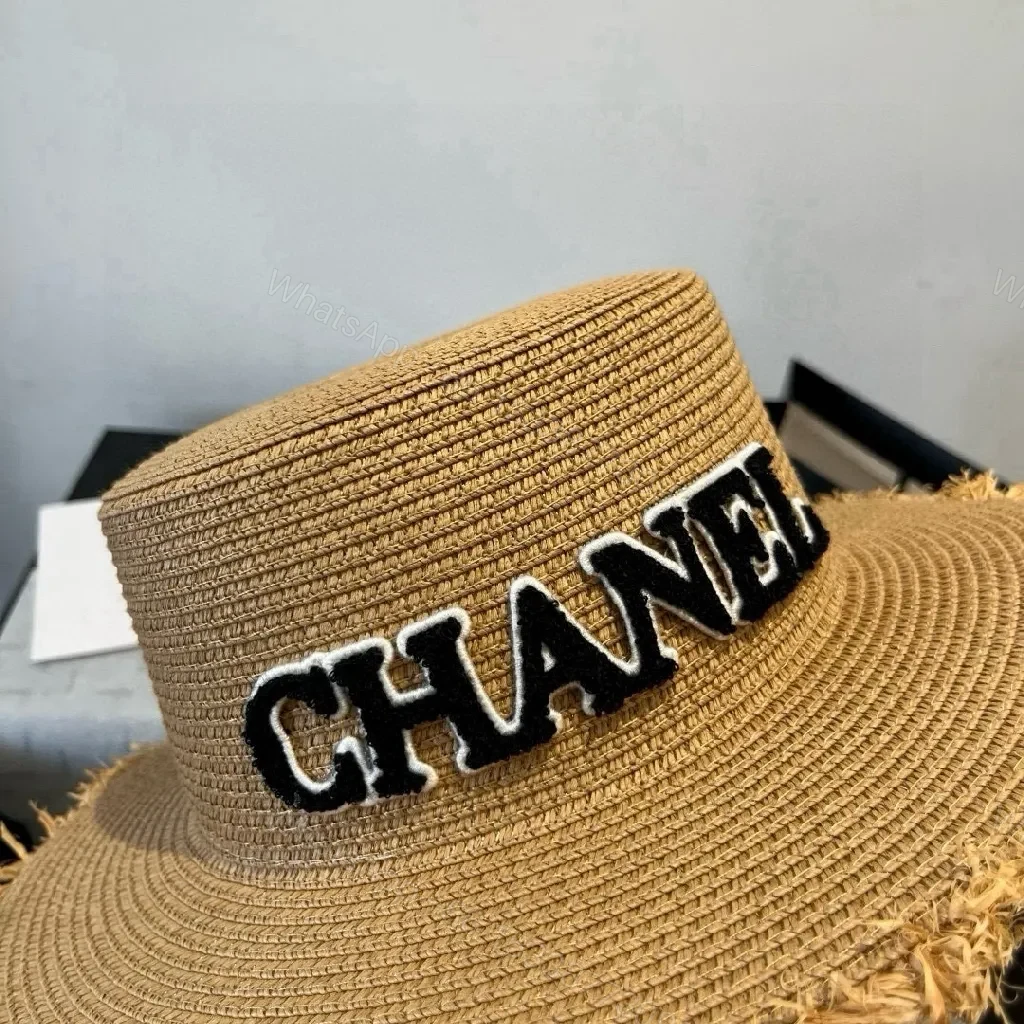 View 7 of Straw Sunray Hat Beige + Straw + Casual Luxe + Bold Logo + Hat
