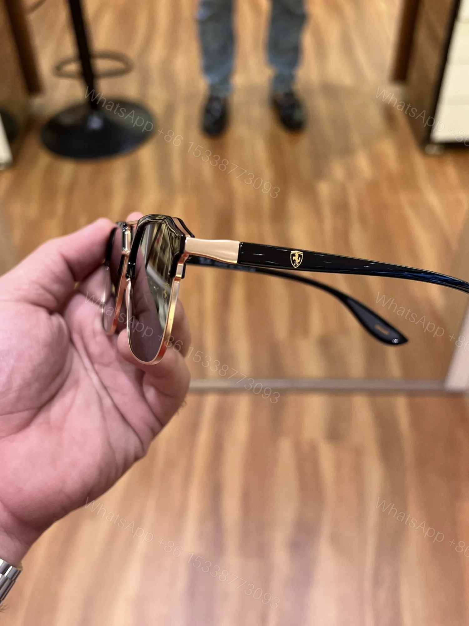 View 4 of First Copy RayBan 04 Gold Green Premium Sunglasses UV Protected Luxury Eyewear