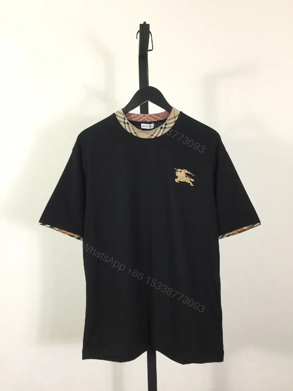 View 4 of Lux-Panel Tee: Classic Check Collar, Gold Crest, Hi-Comfort Knit