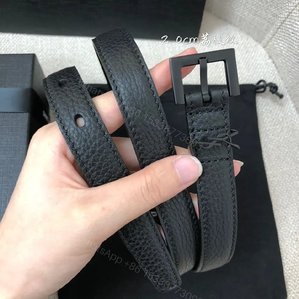 View 5 of Minimalist Black Leather Belt: Textured Grain, Matte Buckle, Versatile Style