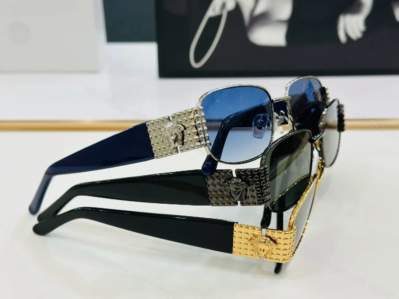 View 9 of Bold Rim Sunglasses: Luxe Metal Frames with Studded Detailing