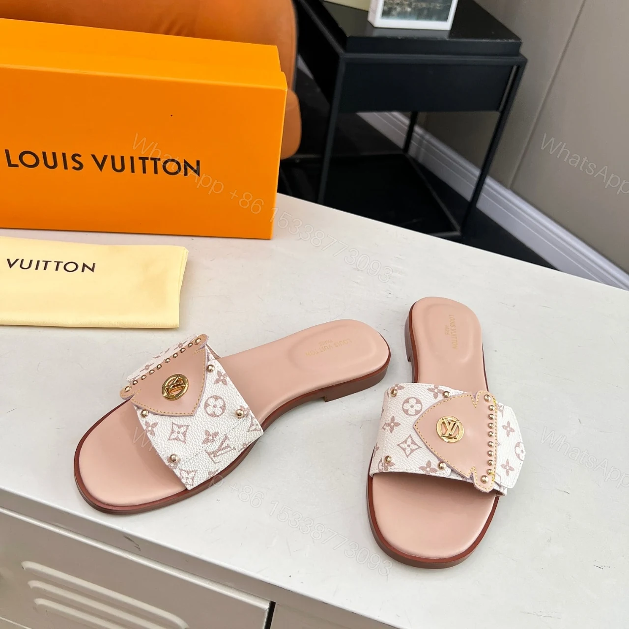 View 4 of LOUIS VUITTON LV FRAME FLAT MULE DUNE BEIGE 1AHMSB