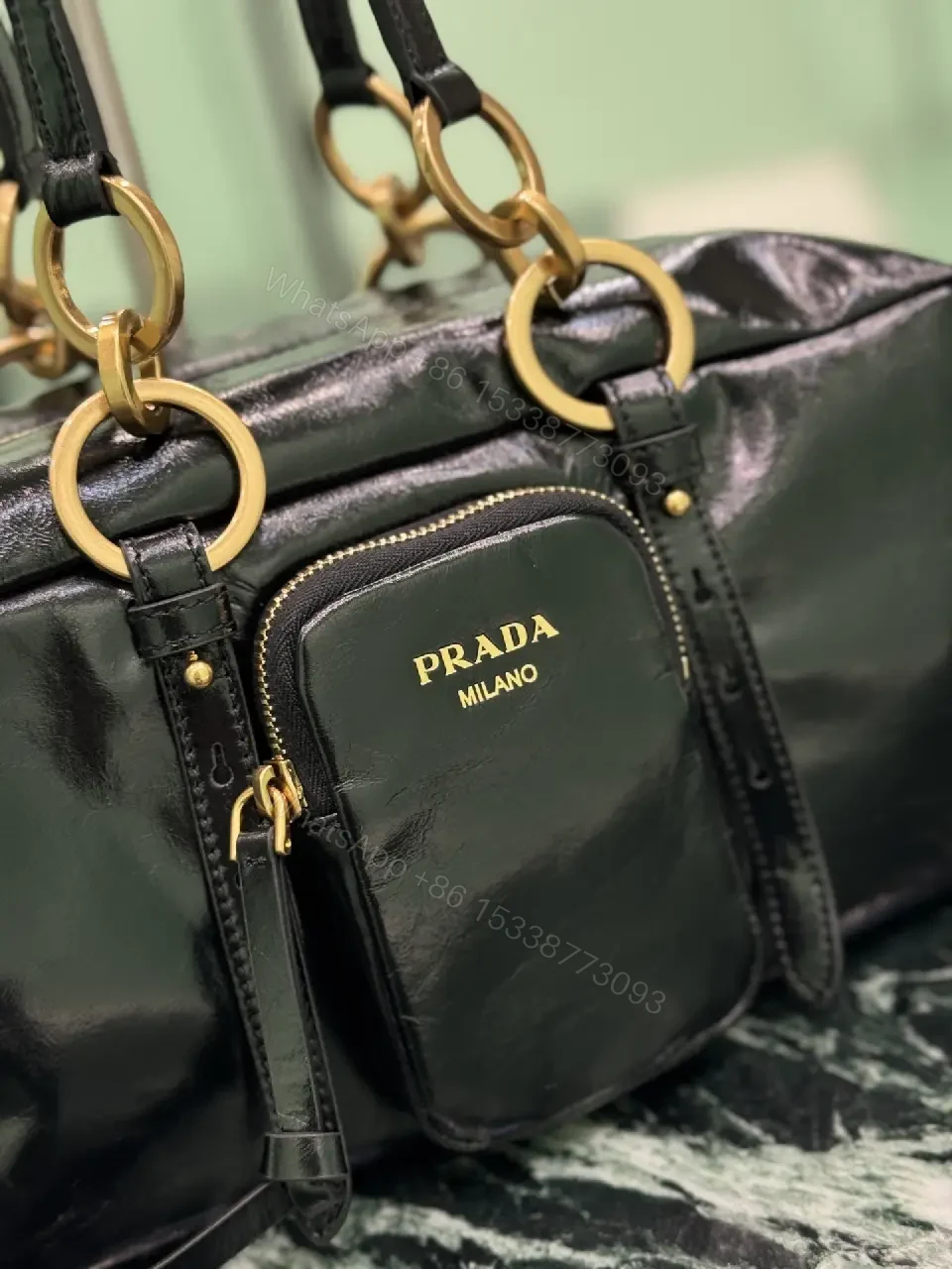 View 9 of Gloss Black Luxury Handbag: Structured, Practical Chic Bag