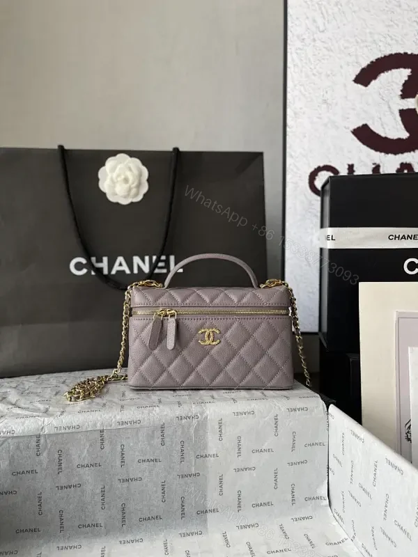 Lavender Quilted Mini Bag with Gold Chain & Top Handle — view 1