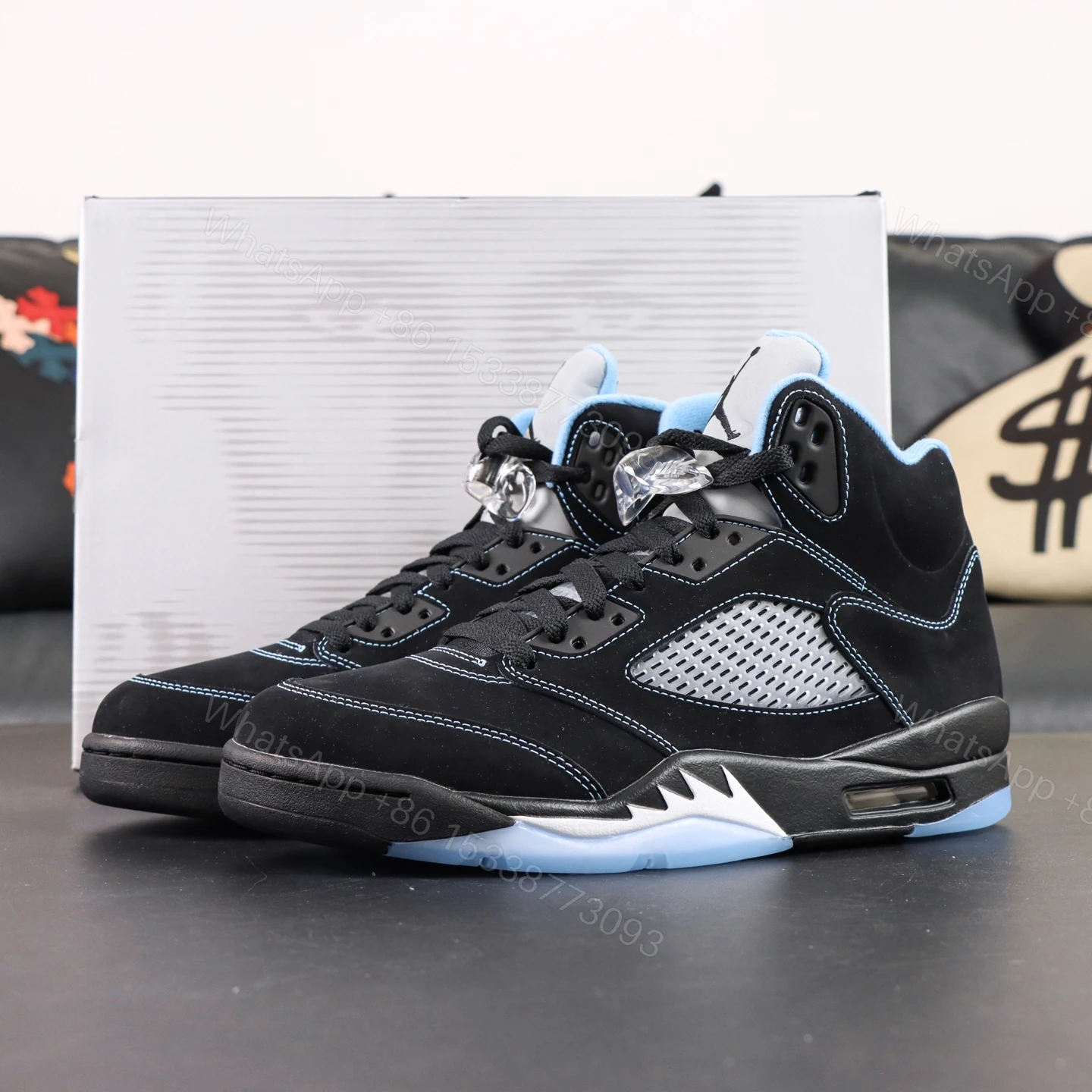 Air Jordan 5 “Black/University Blue” (2026) — view 1