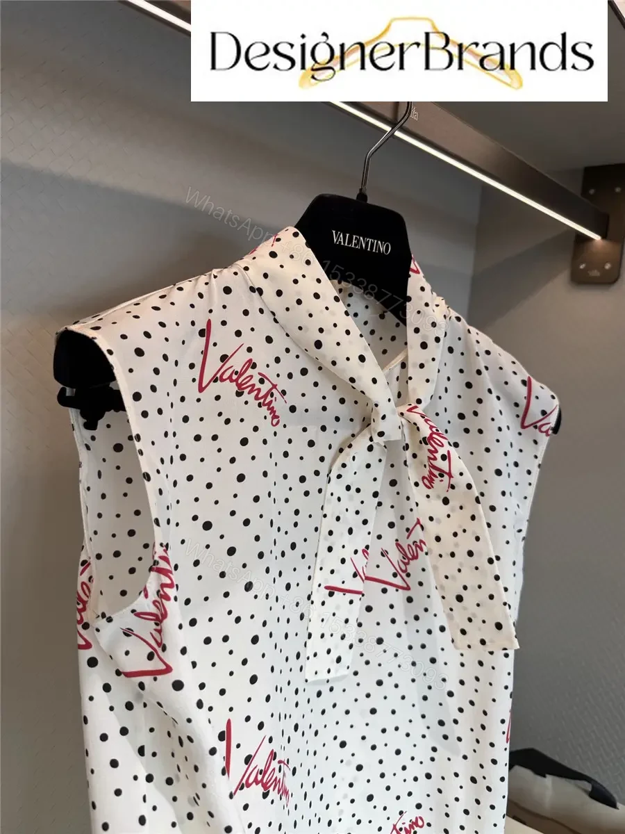 View 5 of Valentino Multicolor Silk Sleeveless Polka-Dot Shirt