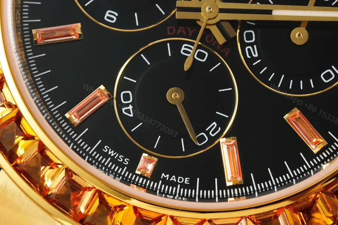 View 5 of Premium Rolex Daytona Orange Sapphire Gold replica 40MM Black Rubber Strap EditionRG-DAYTONA-ORANGE-SAPPHIRE-GOLD-RUBBER-40