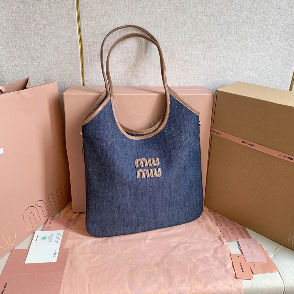 View 3 of 高仿miumiu繆繆*IVY系列5BG231限定款Tote包牛仔布免檢版