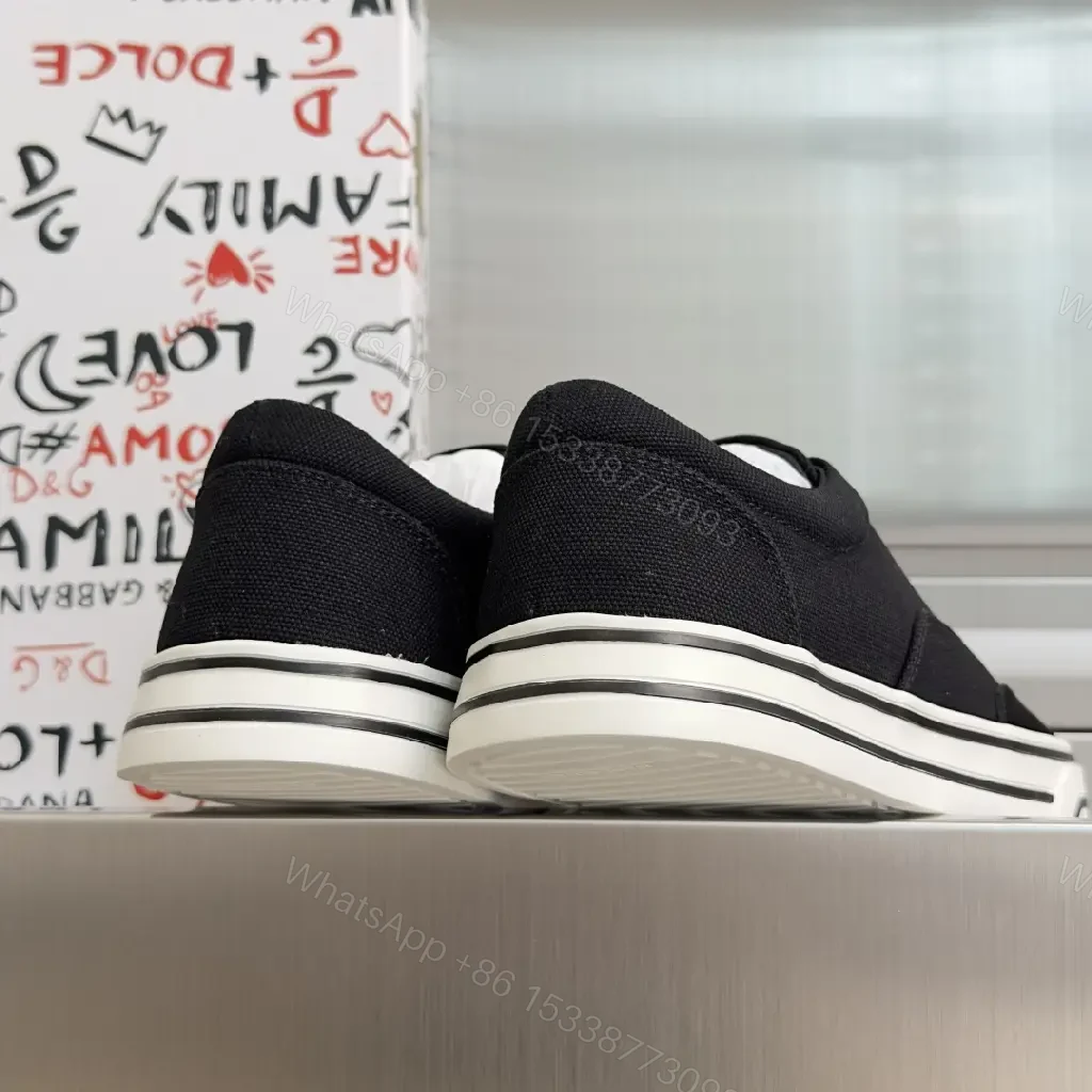 View 8 of Black Canvas Sneakers with White Sole, Dolce & Gabbana style, Casual Athletic Shoes
