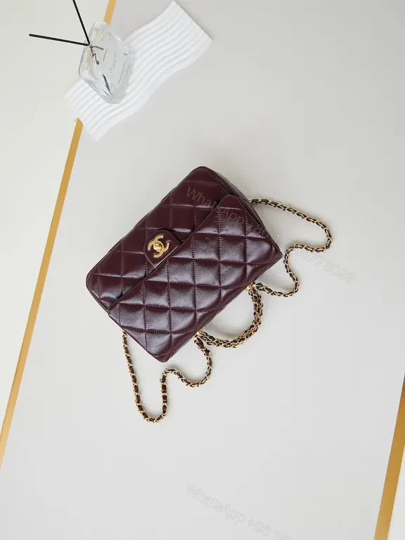 View 7 of Burgundy Quilted Chain Bag: Luxury Classic with Modern Edge