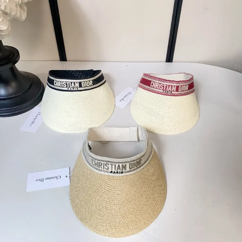 View 5 of Beige Straw Visor + Premium Weave + Chic + Signature Branding + Visor