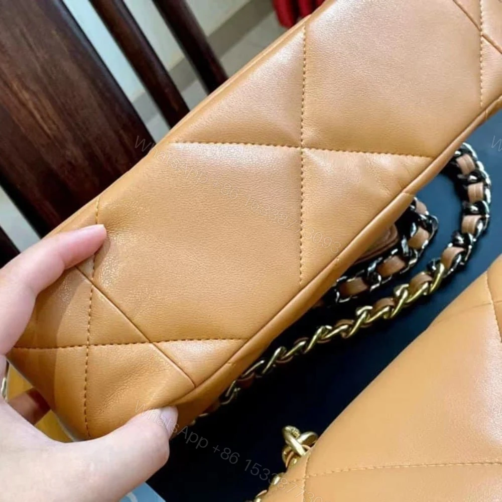 View 5 of Chanel 19 Flap Bag Shiny Gold And Silver Tone Camel 26Cm AS1160 B04852 NB356