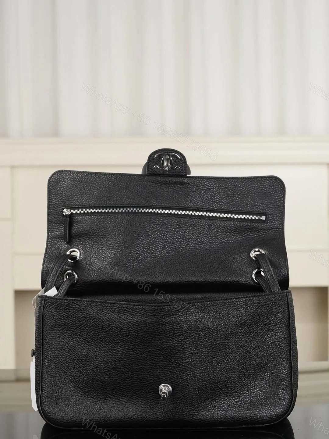 View 5 of Chanel Maxi Flap 32 Black Sliver Hradware