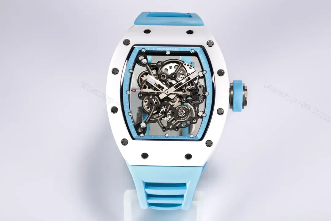 KV Factory BBR Richard Mille RM055 White Ceramic Blue Strap — view 1