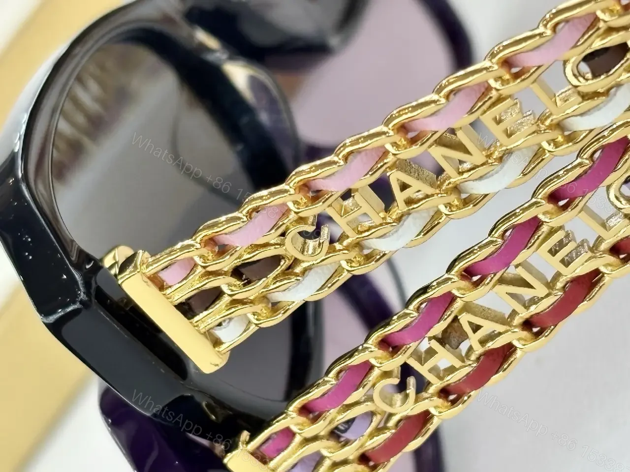 View 6 of Black Acetate Sunglasses + Gold Chain Temples + Luxe Style + All-Day Comfort + Sunglasses
