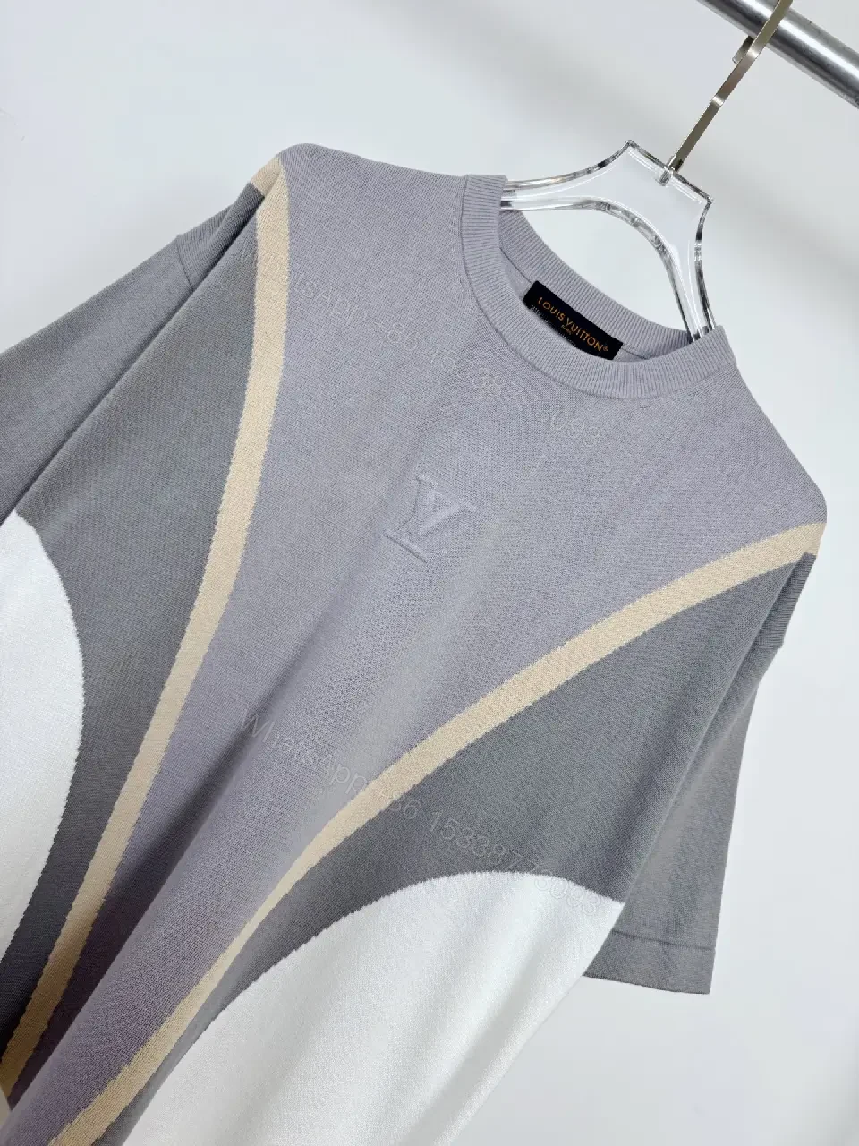 View 9 of Oversized Color-Block Tee: Subtle LV-Inspired Luxe Comfort