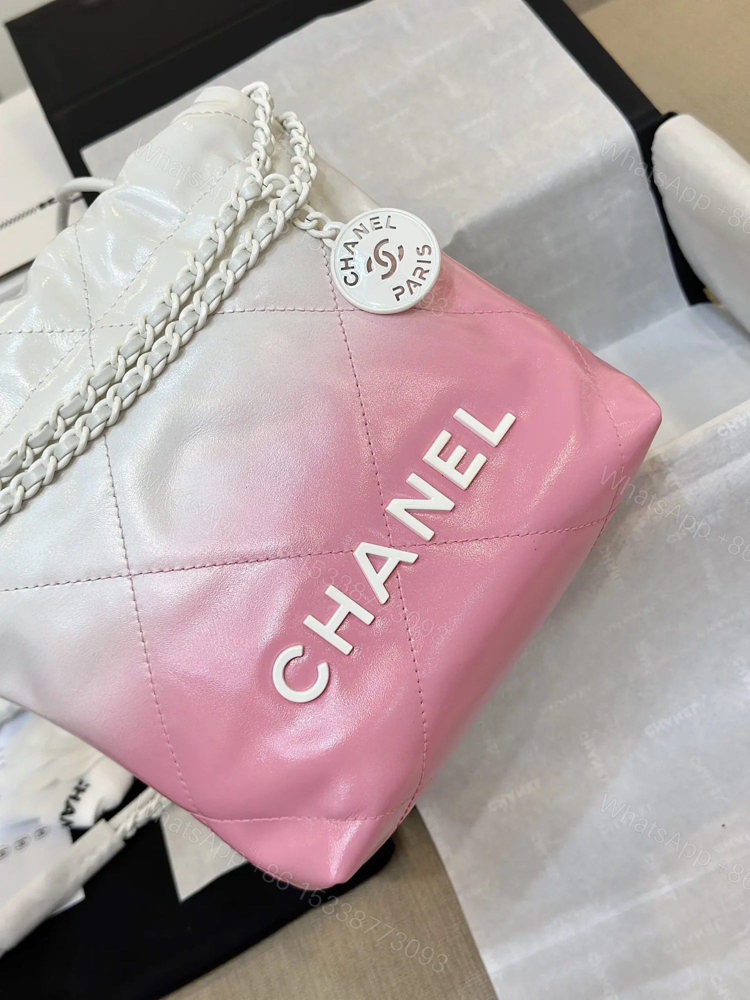 View 5 of Chanel 11 Handbag 22 Mini Mix White Pink Woman’s 20cm
