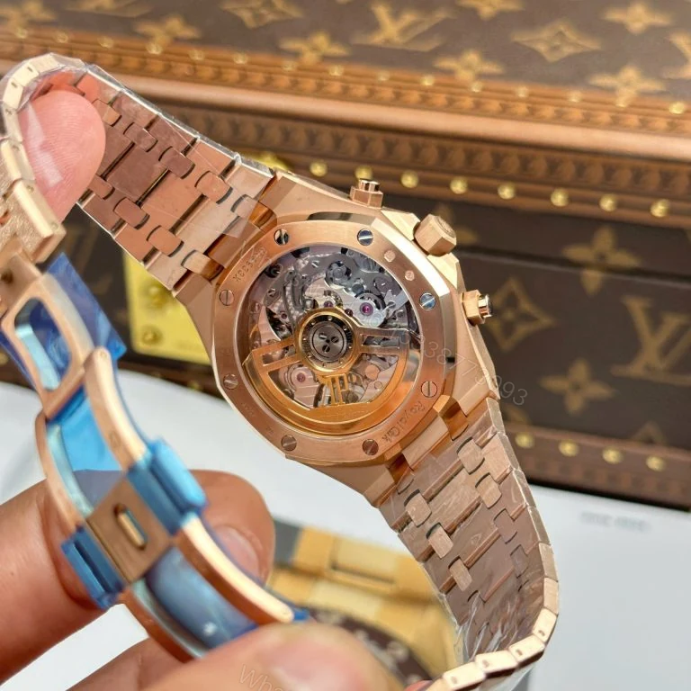View 8 of Audemars Piguet Royal Oak Chronograph Frosted Gold 26240 Super Clone Blue Dial