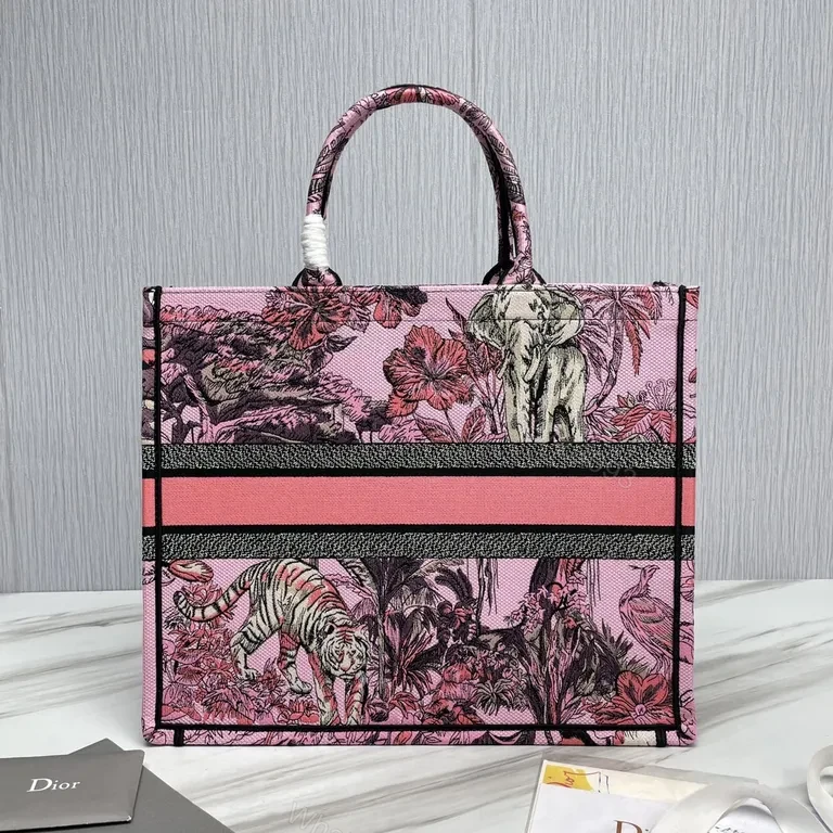 View 2 of Pink Tropical Dior Tote: Signature Branding, Everyday Luxury