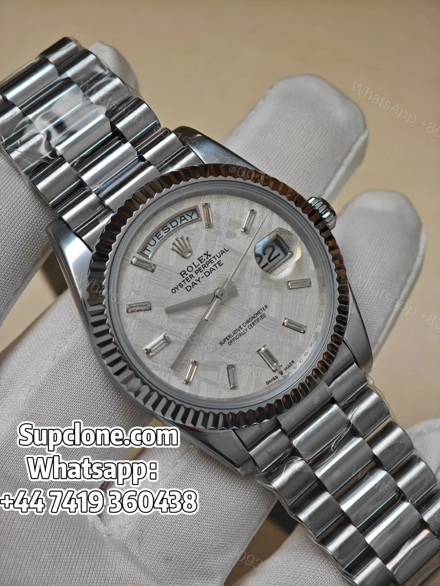 Rolex Day-Date 40mm Meteorite Diamond Dial – Super Clone 1:1 Cal. 3255 — view 1