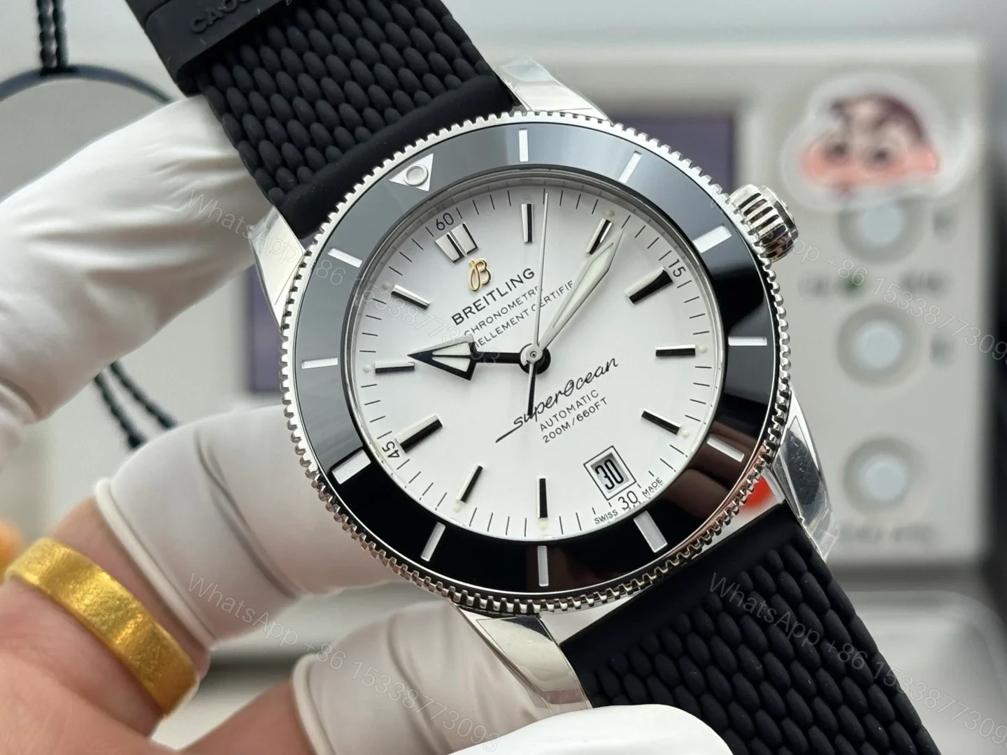 View 2 of Breitling Superocean Heritage Silver Rubber Replica 42MM Premium B20 Diver Edition AB201012
