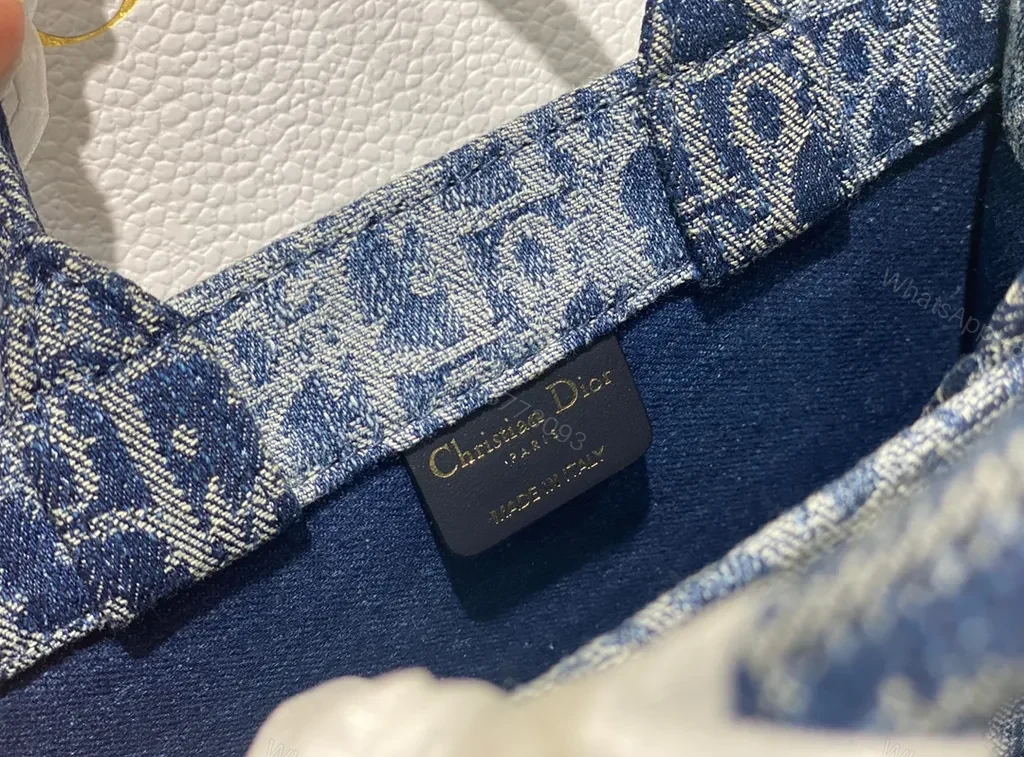 View 6 of Compact Denim-Inspired Crossbody with Dior Pattern and Straps