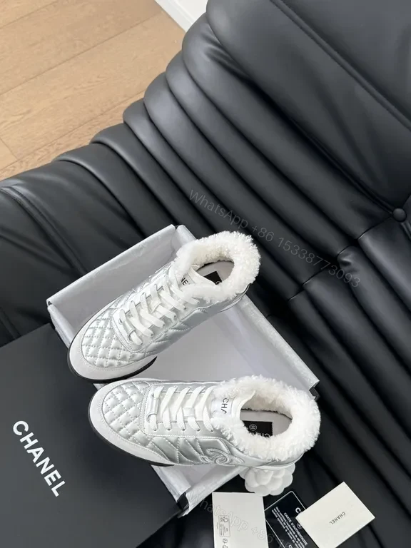 View 4 of Chanel-Inspired Quilted High-Tops with Plush Shearling